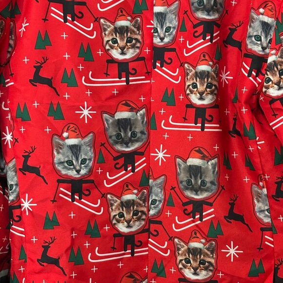 Holiday Time Men’s Christmas Cat Blazer & Tie Set Red Small Funny Novelty Quirky - Picture 4 of 9